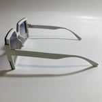 womens white blue and silver oversize square sunglasses