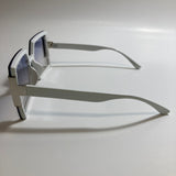 womens white blue and silver oversize square sunglasses