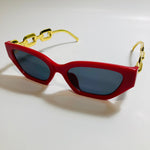 red and black square womens sunglasses with gold arms