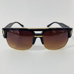 dark brown and gold gazelle sunglasses