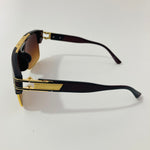 dark brown and gold gazelle sunglasses