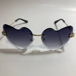 gold womens rimless heart shape sunglasses with black lenses