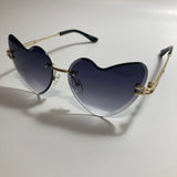gold womens rimless heart shape sunglasses with black lenses