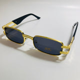 mens and womens gold square sunglasses with black lenses