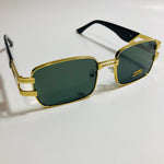 mens and womens green and gold square sunglasses