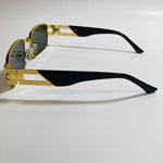 mens and womens green and gold square sunglasses