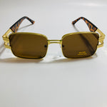 mens and womens brown and gold square sunglasses