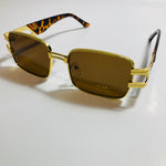 mens and womens brown and gold square sunglasses