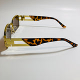 mens and womens brown and gold square sunglasses