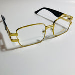 mens and womens clear and gold square sunglasses