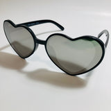 black and silver mirrored heart shape sunglasses