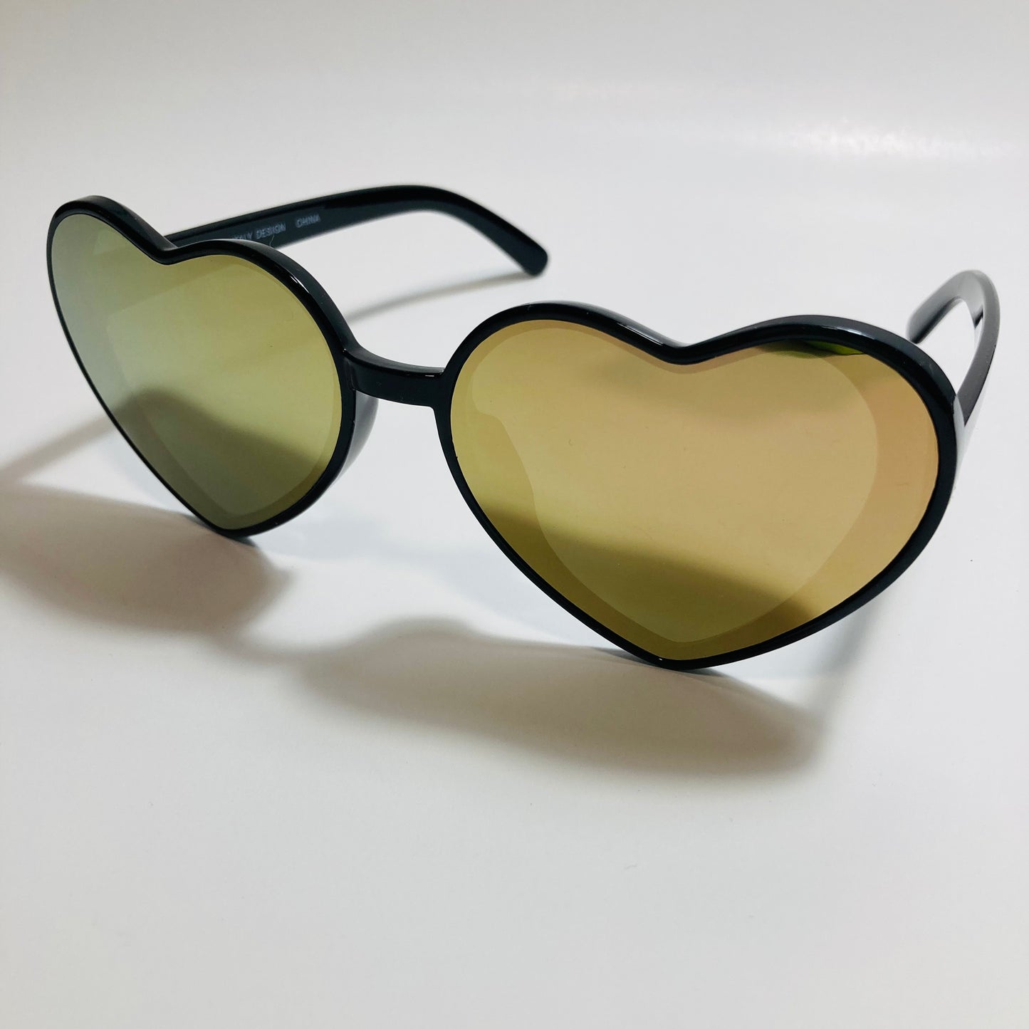 black and green mirrored heart shape sunglasses