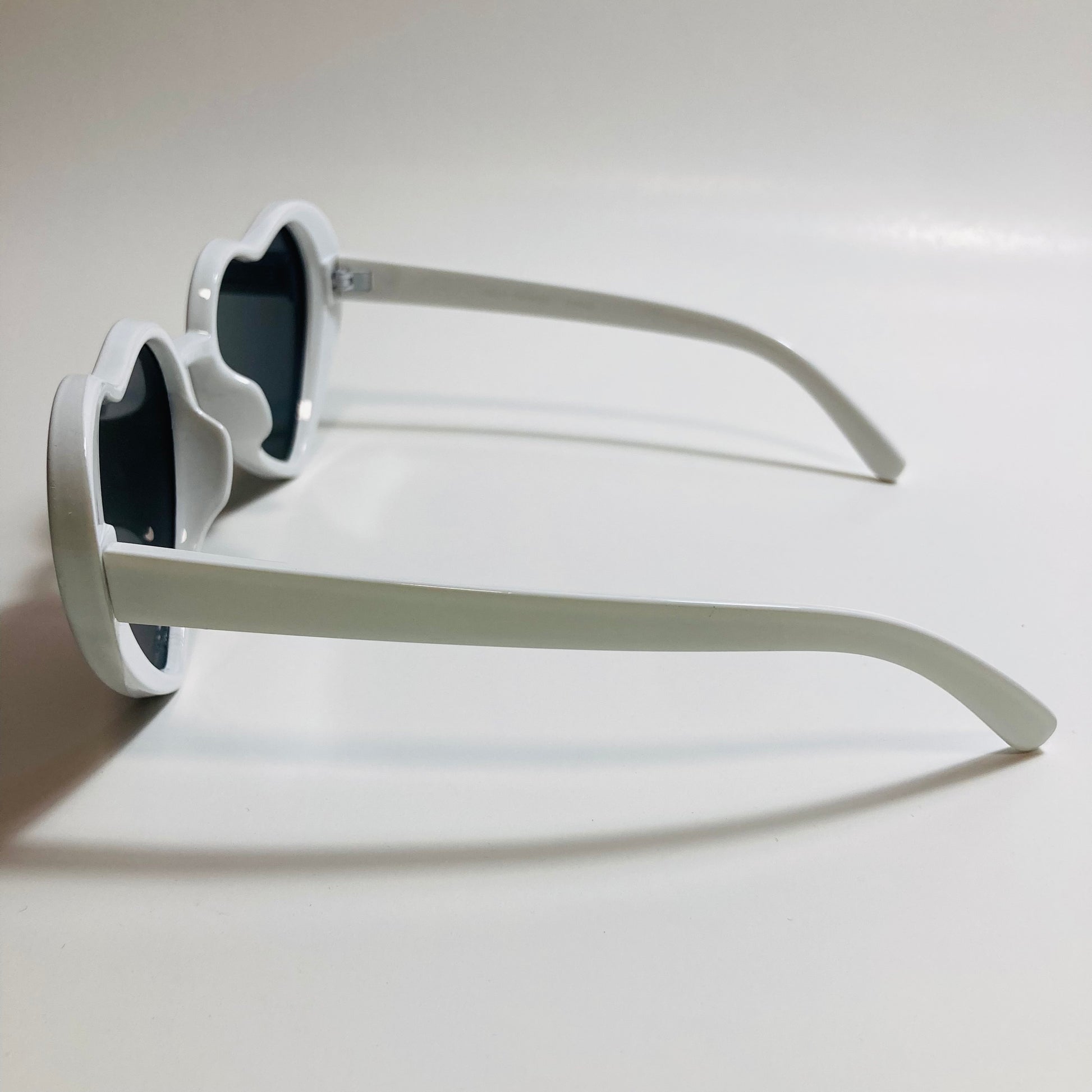 white and yellow mirrored heart shape sunglasses
