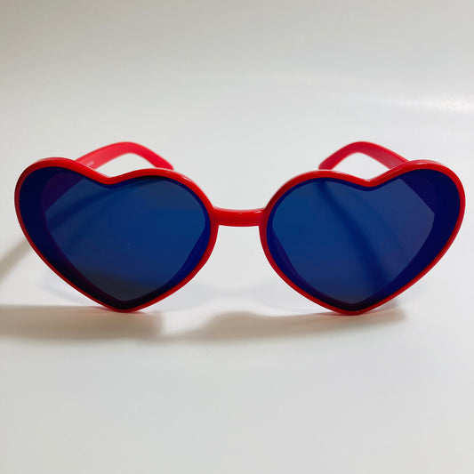 red and blue mirrored heart shape sunglasses