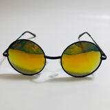 mens and womens yellow and black mirrored round sunglasses