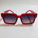 mens and womens black red and gold square sunglasses 