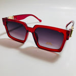mens and womens black red and gold square sunglasses 