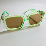 mens and womens green brown and gold square sunglasses 