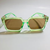 mens and womens green brown and gold square sunglasses 