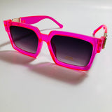 mens and womens pink black and gold square sunglasses 