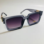 mens and womens gray black and gold square sunglasses 