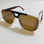 mens brown black and gold aviator sunglasses