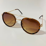 mens and womens brown and gold aviator sunglasses