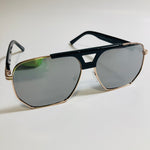 mens silver black and gold mirrored aviator sunglasses