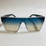 mens and womens blue clear and yellow square shield sunglasses