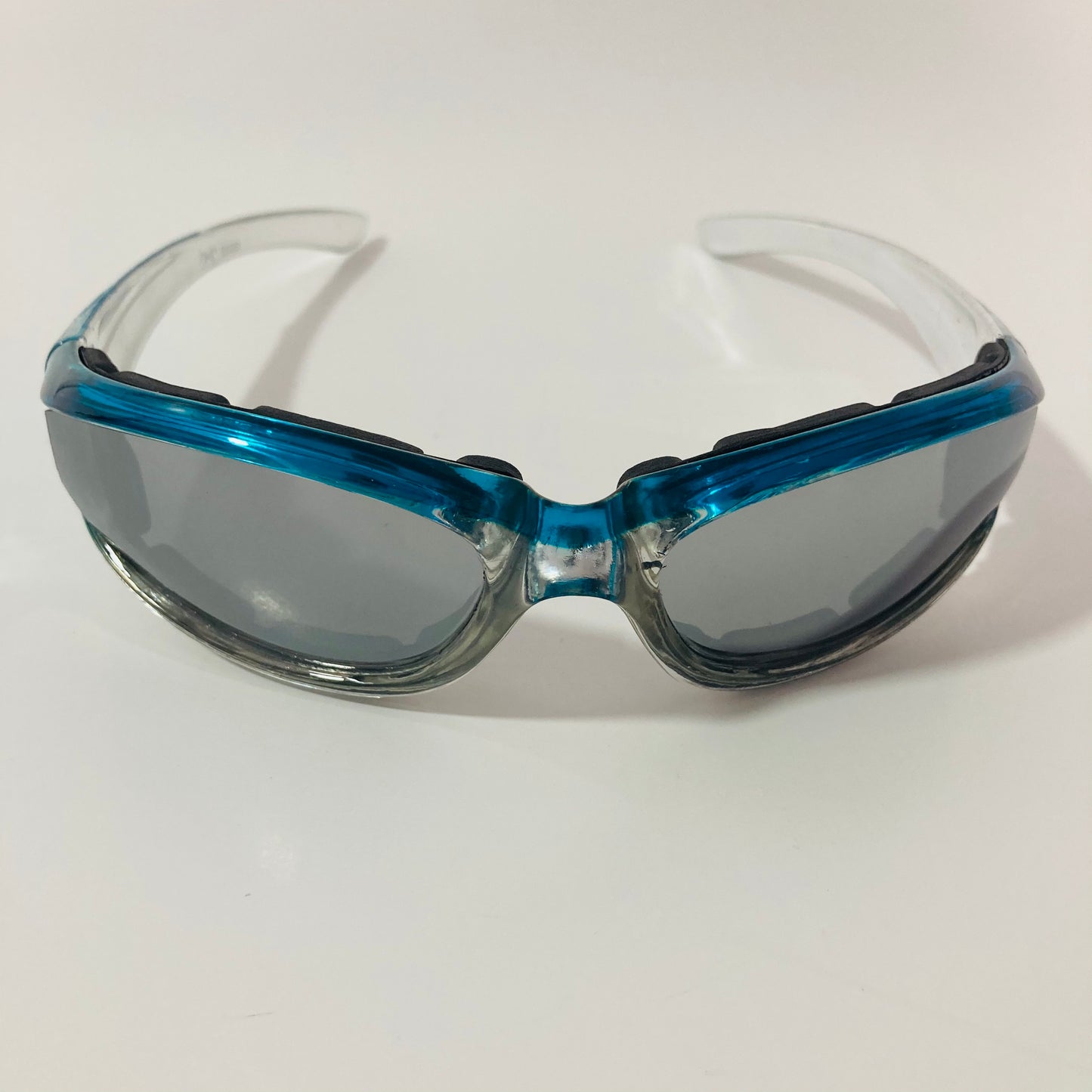 mens and womens blue clear mirrored motorcycle sunglasses 