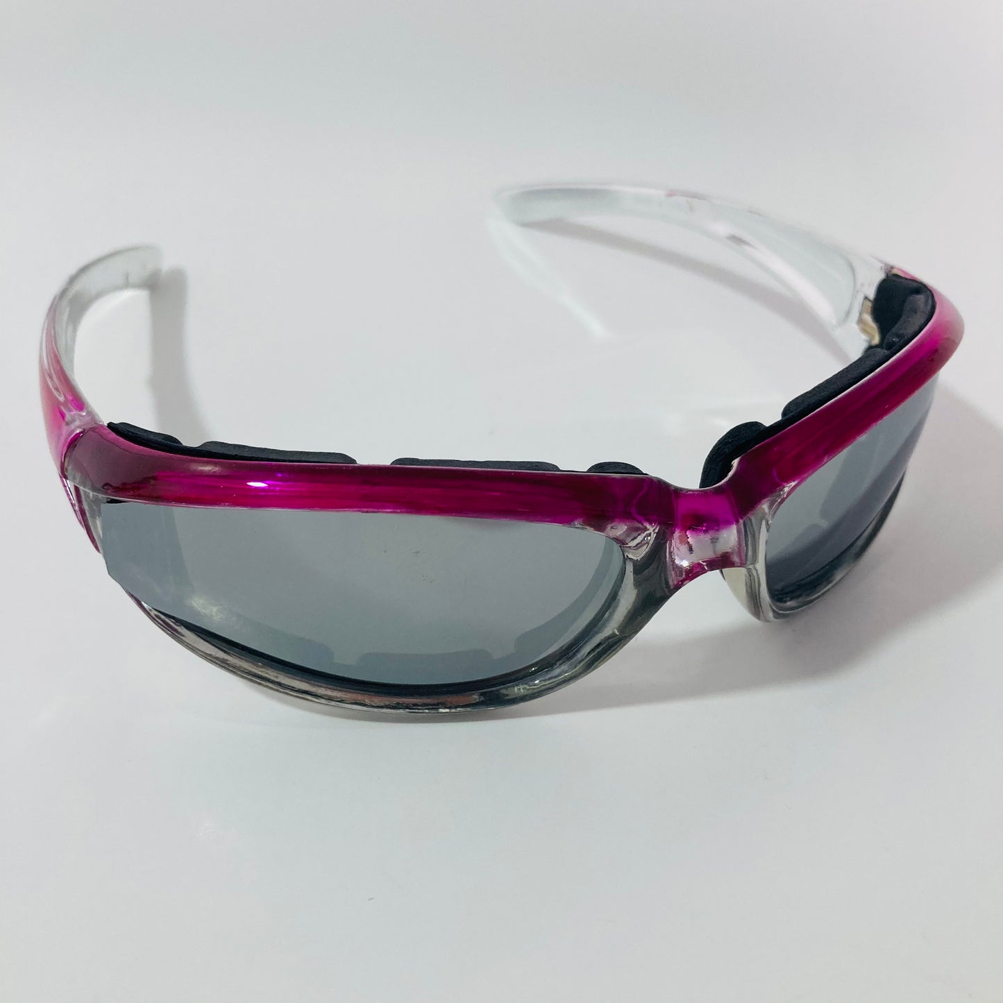 mens and womens pink clear mirrored motorcycle sunglasses 