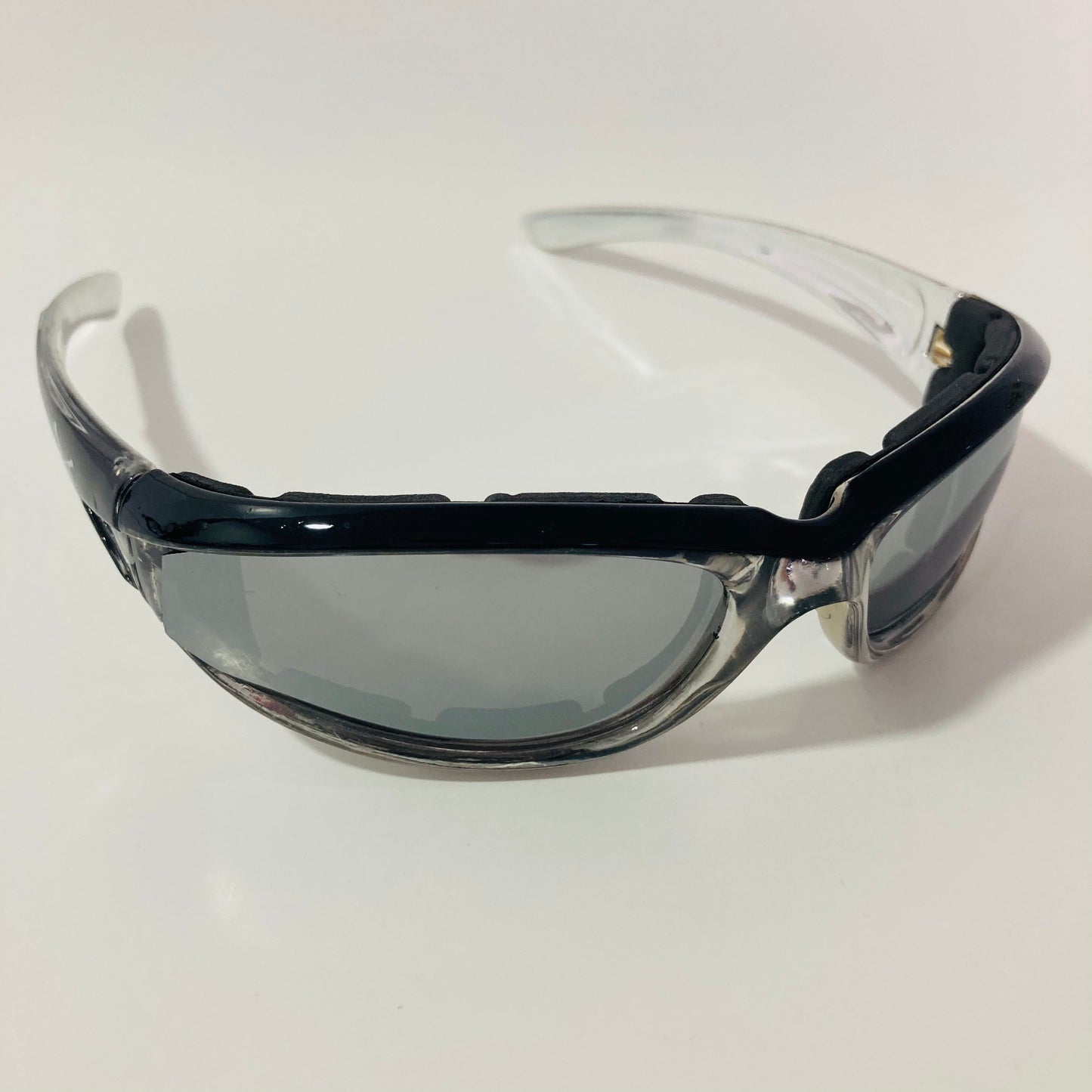 mens and womens black clear mirrored motorcycle sunglasses 