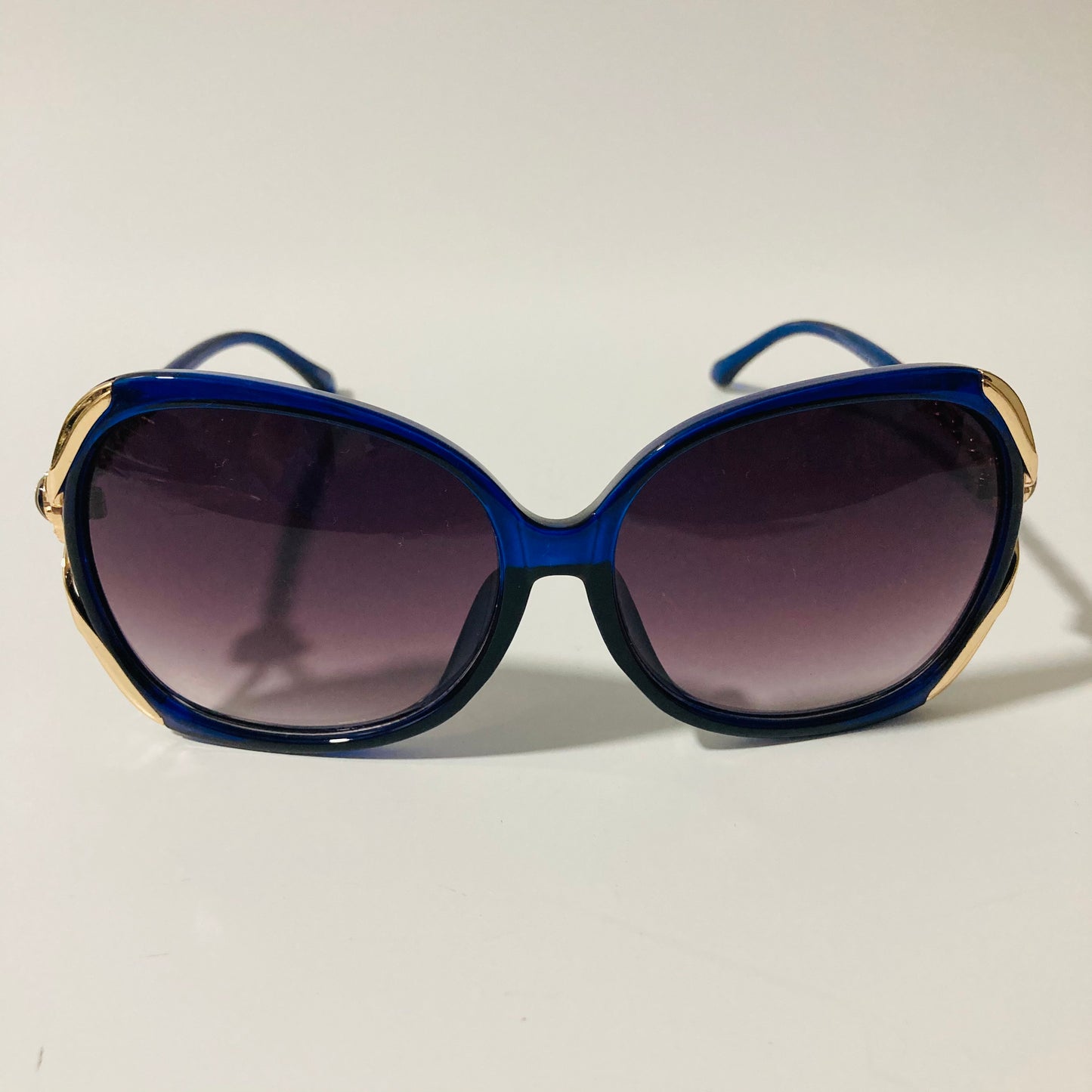womens blue black and gold oversize sunglasses