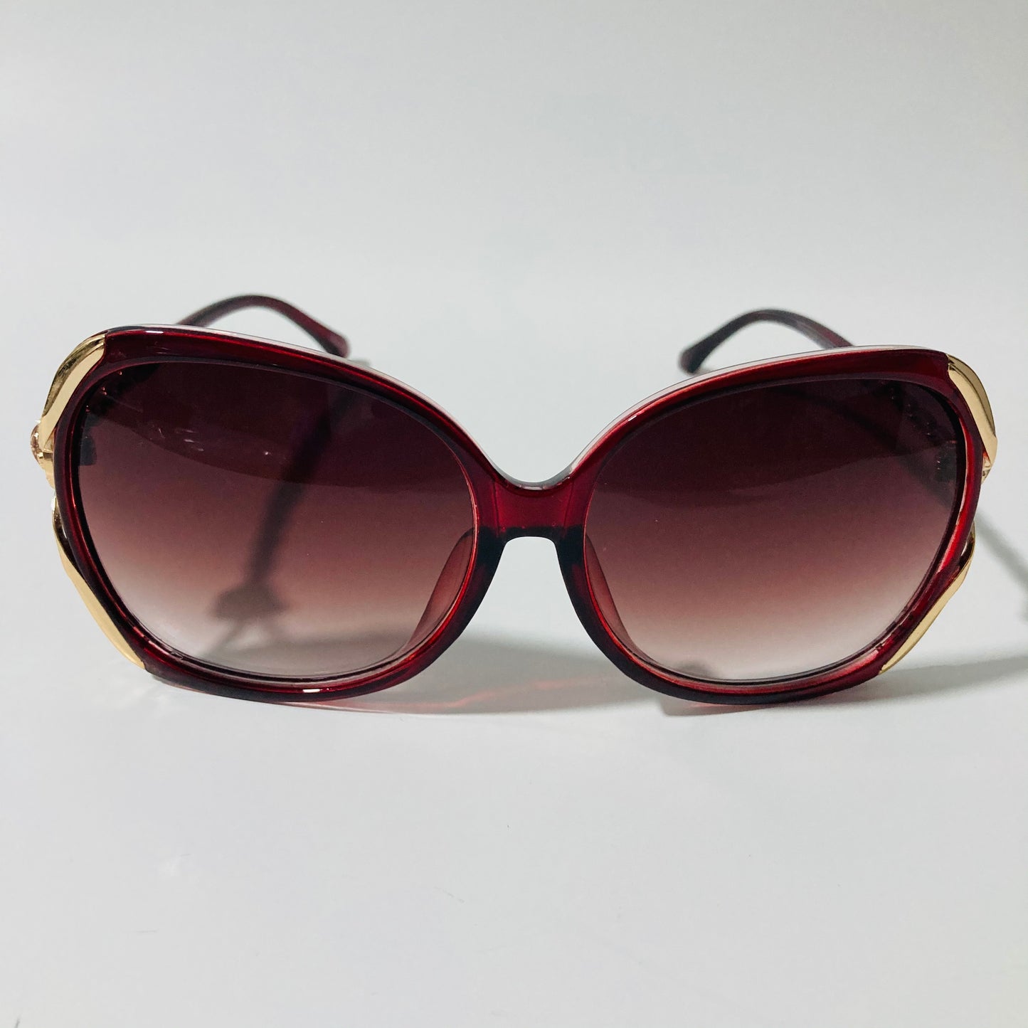 womens red black and gold oversize sunglasses