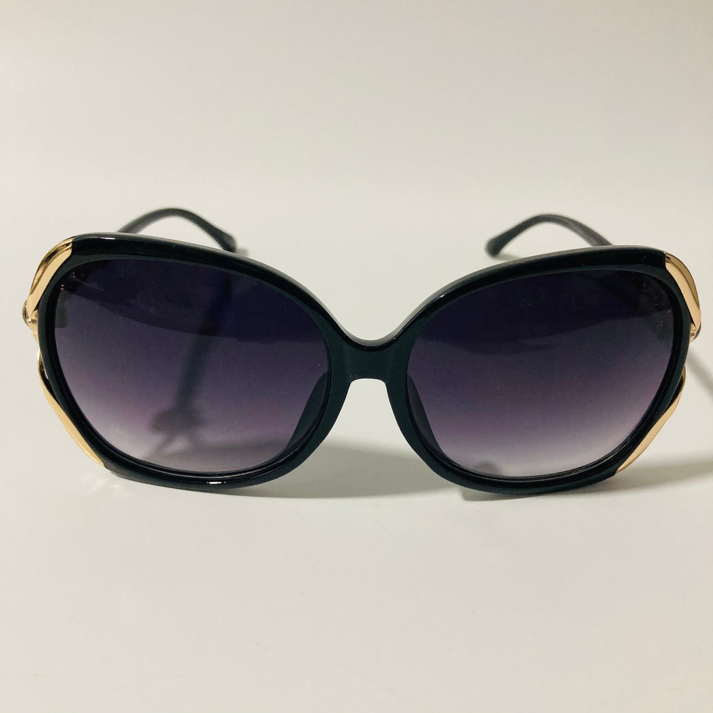 womens black and gold oversize sunglasses