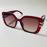 womens red and silver oversize square sunglasses