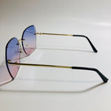 womens blue and pink oversize rimless sunglasses