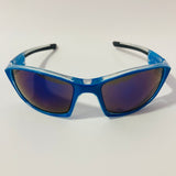 mens and womens black and blue mirrored wrap around sunglasses