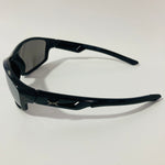 mens and womens black and silver mirrored wrap around sunglasses