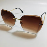 womens brown oversize rimless sunglasses