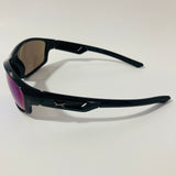 mens and womens black and blue mirrored wrap around sunglasses