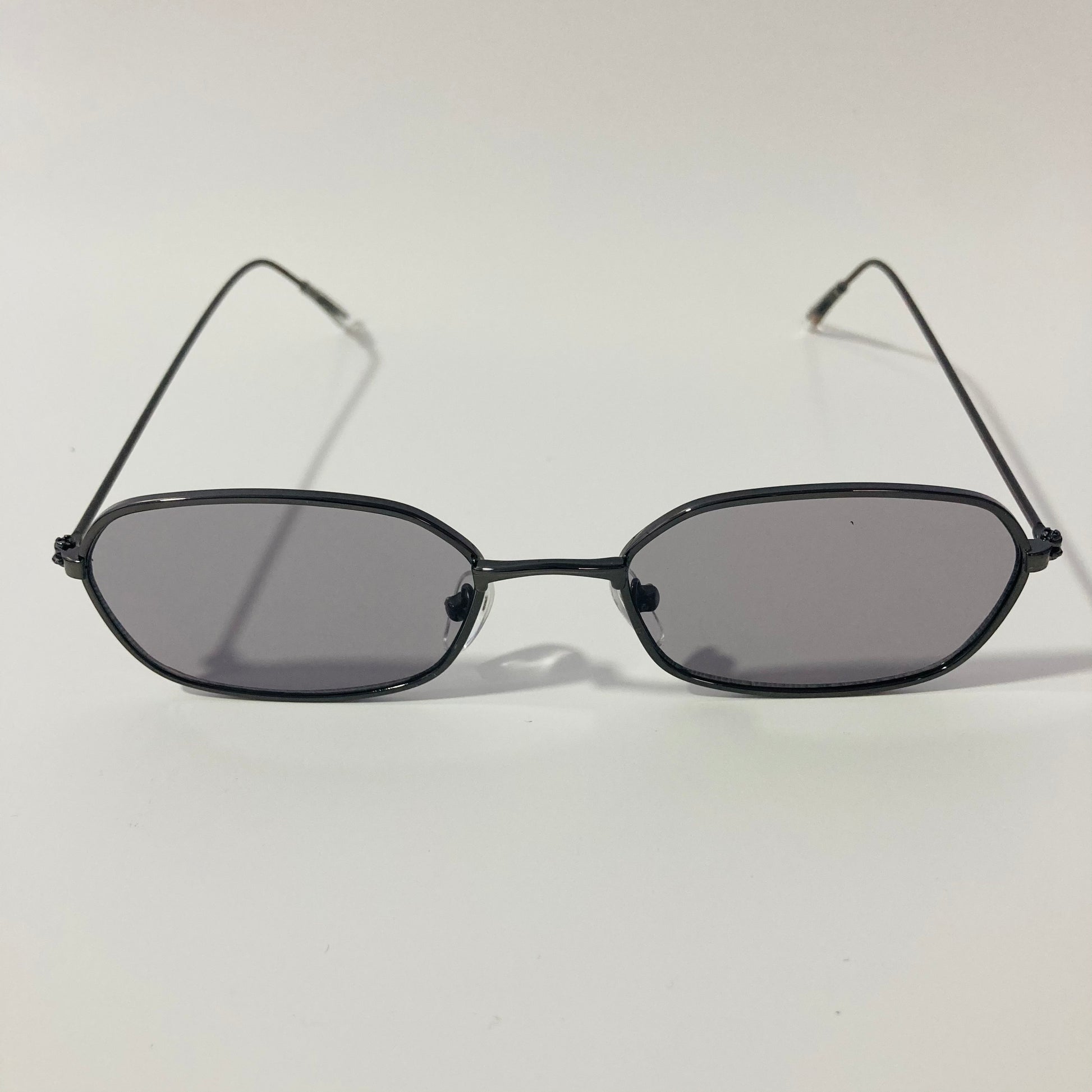 mens and womens black and gray oval sunglasses