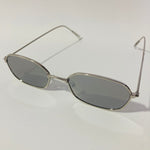 mens and womens silver mirrored oval sunglasses 