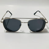 mens silver and black aviator sunglasses with side shield 