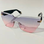 womens pink and blue square rimless sunglasses 