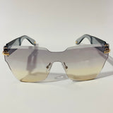 womens gray and yellow square rimless sunglasses 