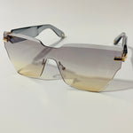 womens gray and yellow square rimless sunglasses 