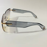 womens gray and yellow square rimless sunglasses 