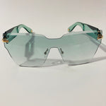 womens green square rimless sunglasses 