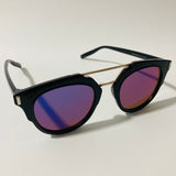 mens and womens black blue and gold mirrored round sunglasses with crossbar